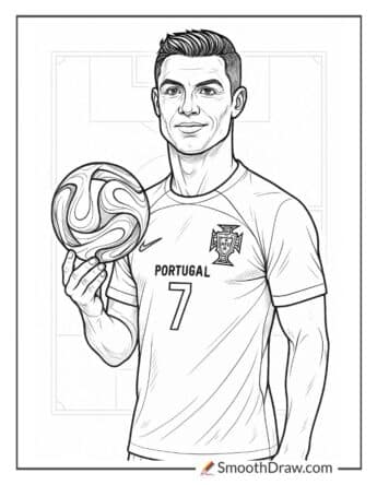 Cristiano Ronaldo holding World Cup ball