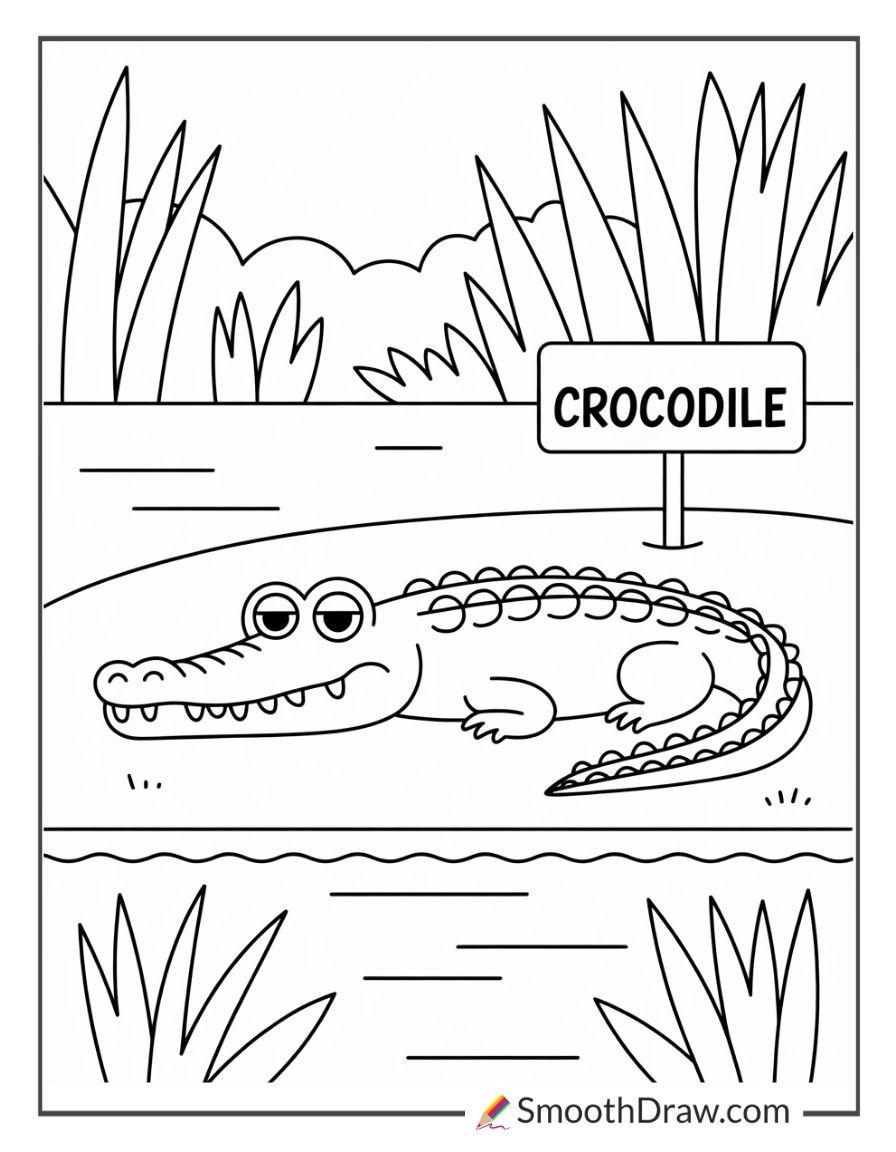 Crocodile Resting By The Water