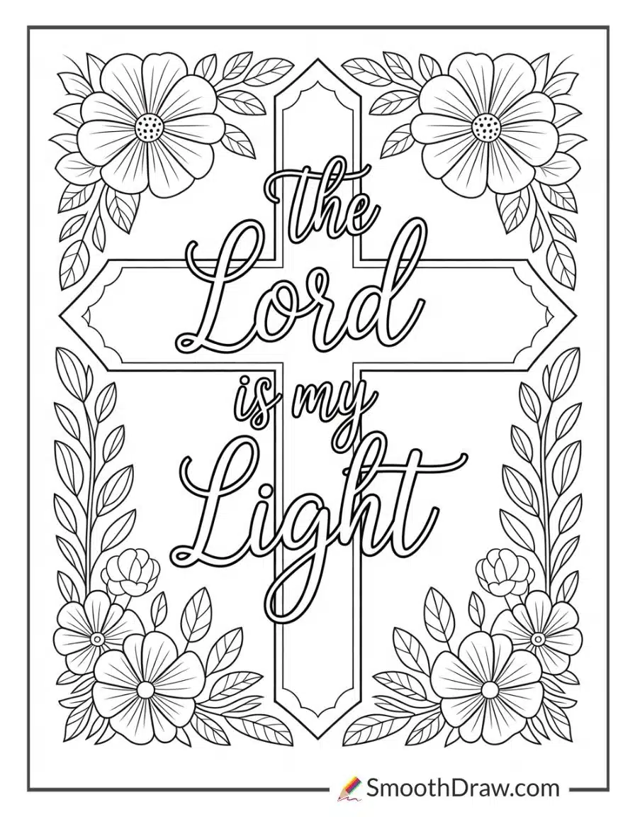 Cross With Floral Bible Verse Design