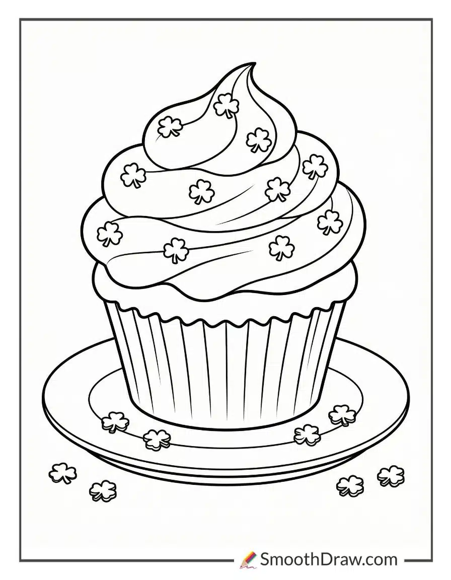 Cupcake Topped With Shamrock Sprinkles