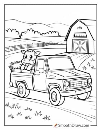 Cute Cartoon Pickup Truck Coloring Page (2)