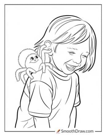 Cute Spider on a Kid’s Shoulder