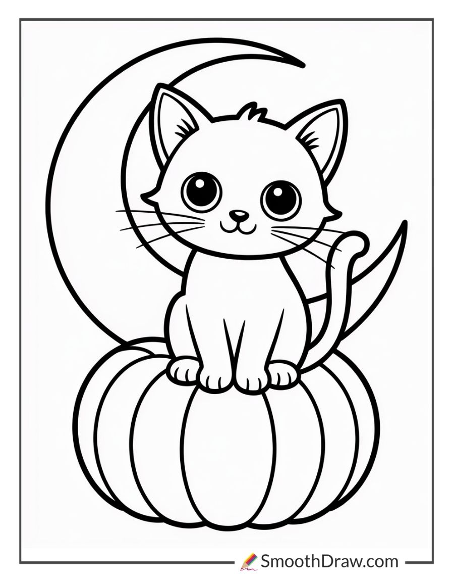 Cute Black Cat Coloring Page