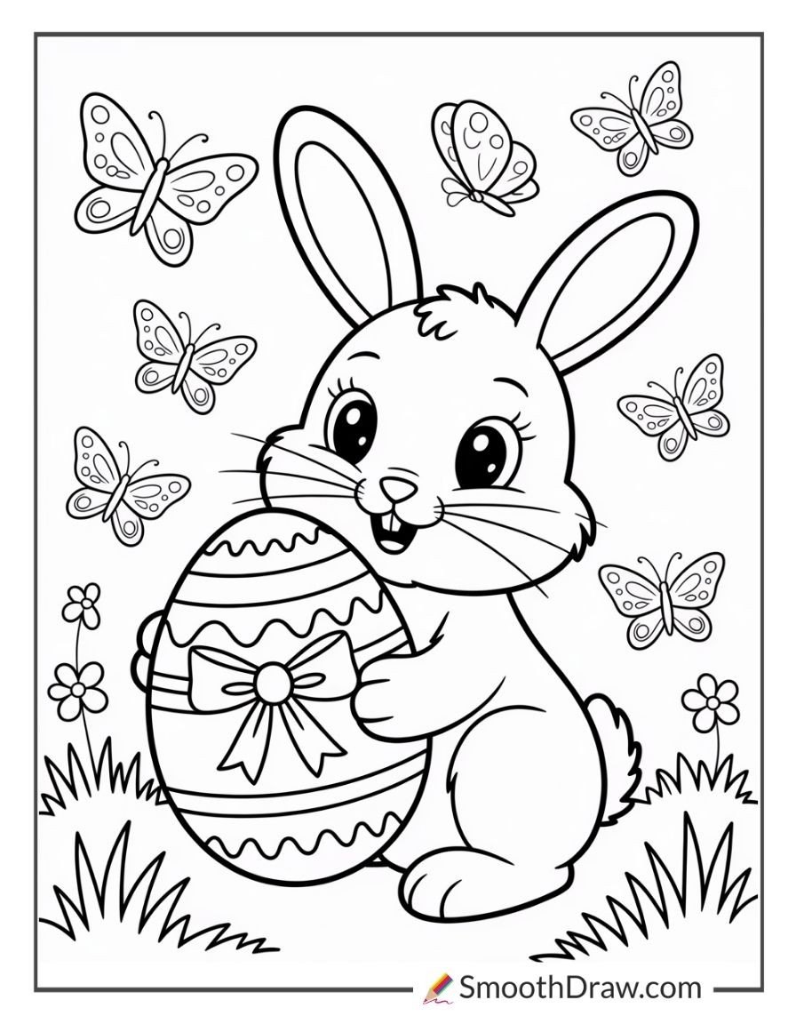 Cute Bunny Holding An Easter Egg