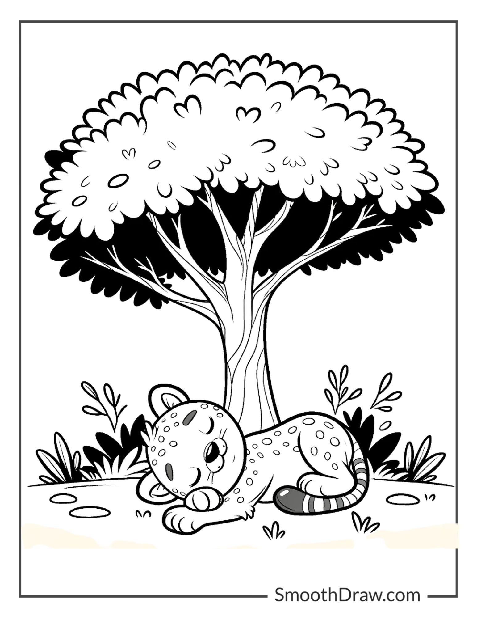 Cheetah napping under a tree