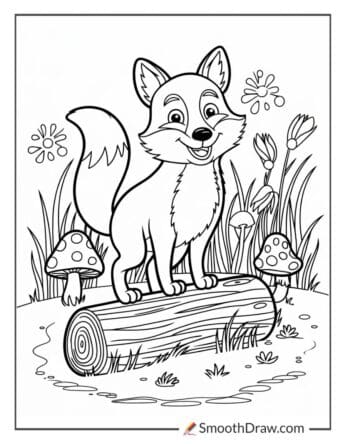 Cute fox for kids to color