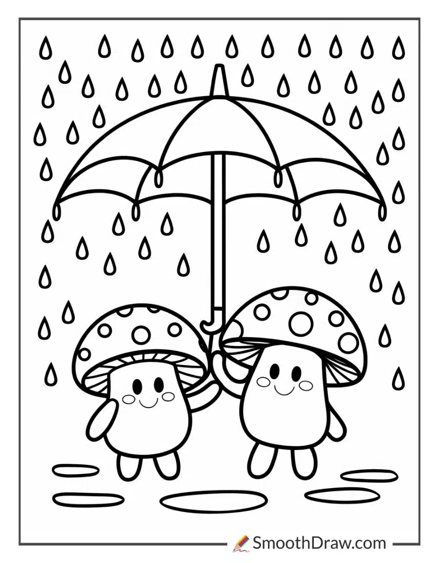 Cute mushroom for kids to color
