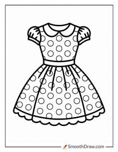 Cute Polka Dot Dress Coloring Sheet