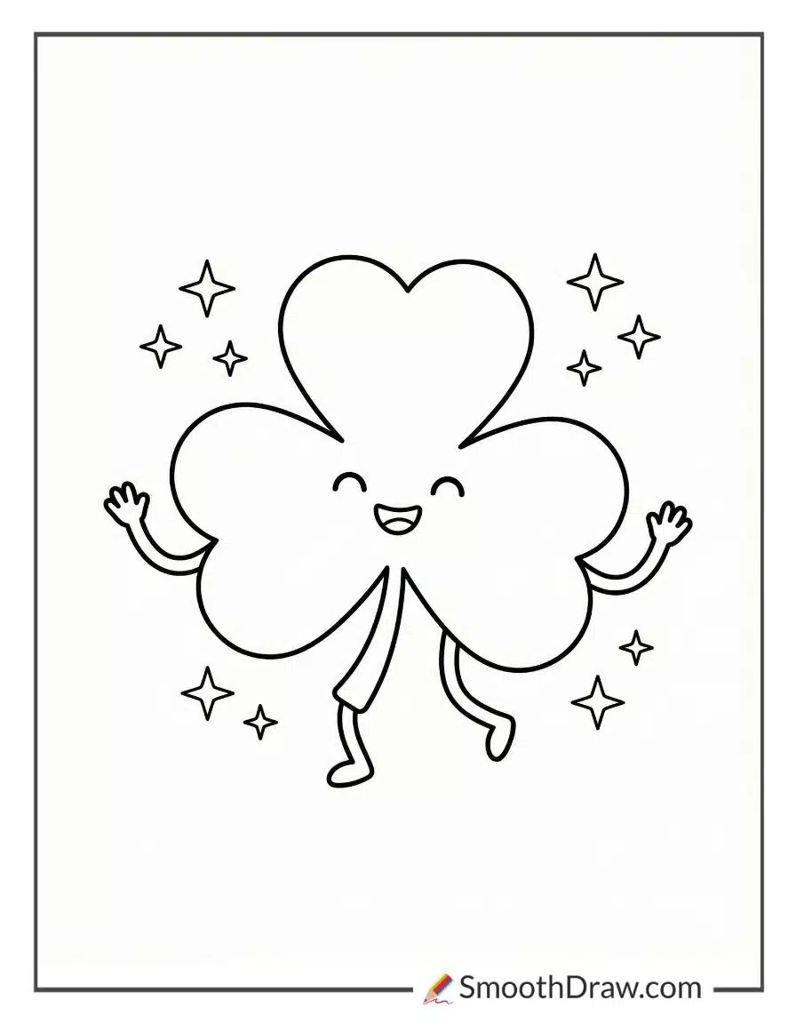 Cute Shamrock With Smiling Face