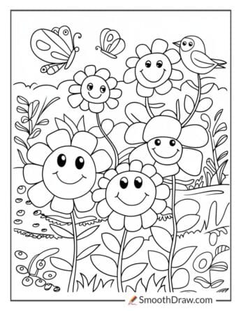 Cute spring coloring pages for kids to color
