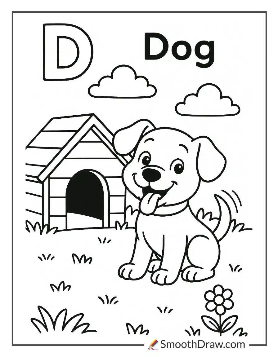 D For Dog Alphabet Learning Page
