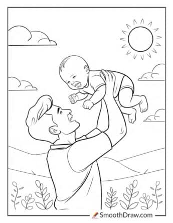 Dad Holding Baby High in the Air