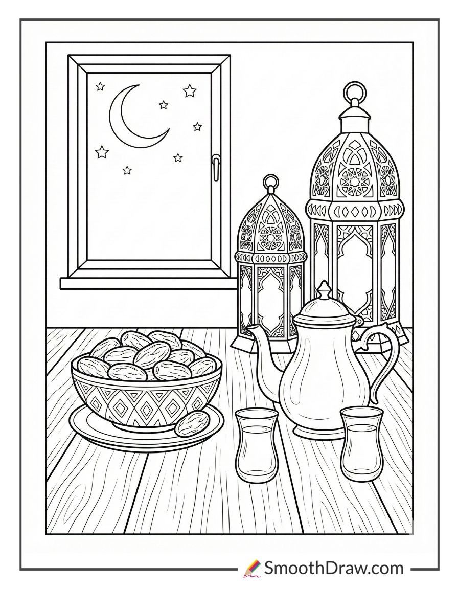 Dates And Tea On Ramadan Table