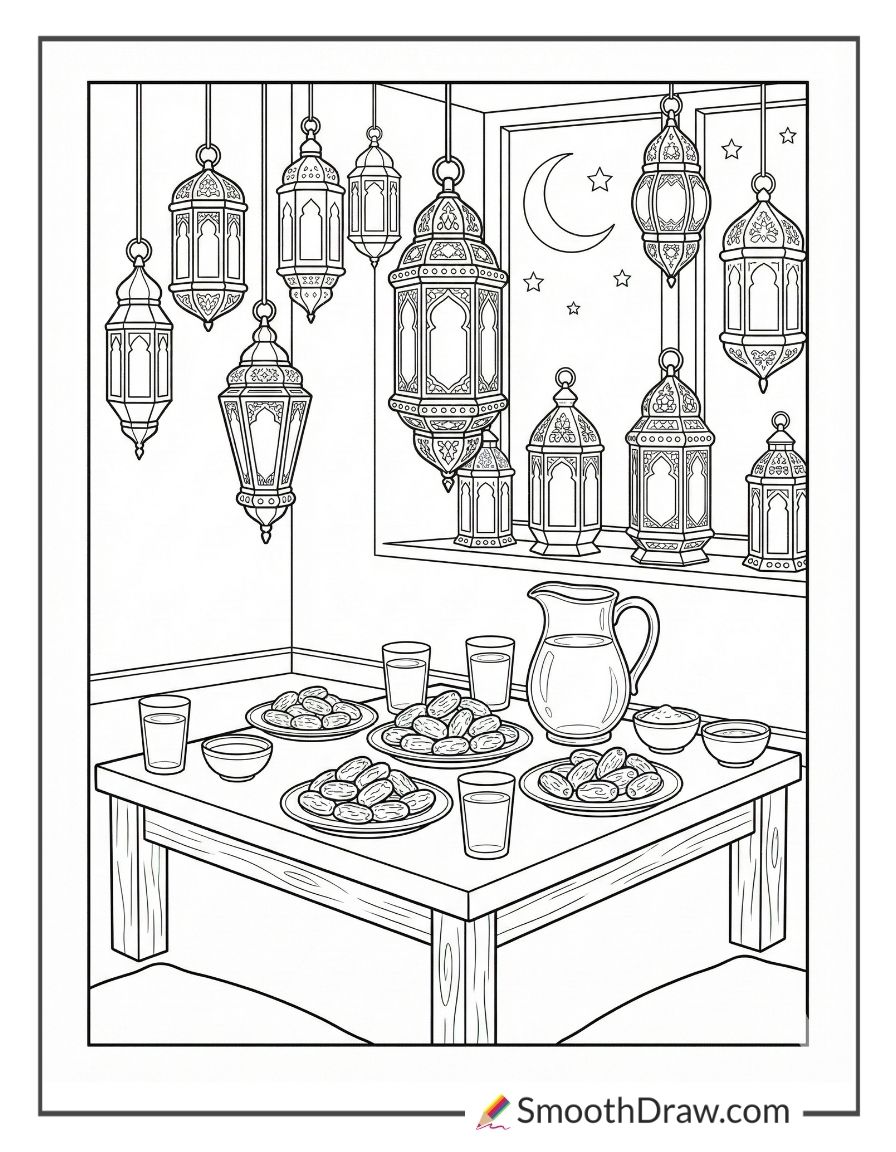 Dates And Water On Ramadan Table