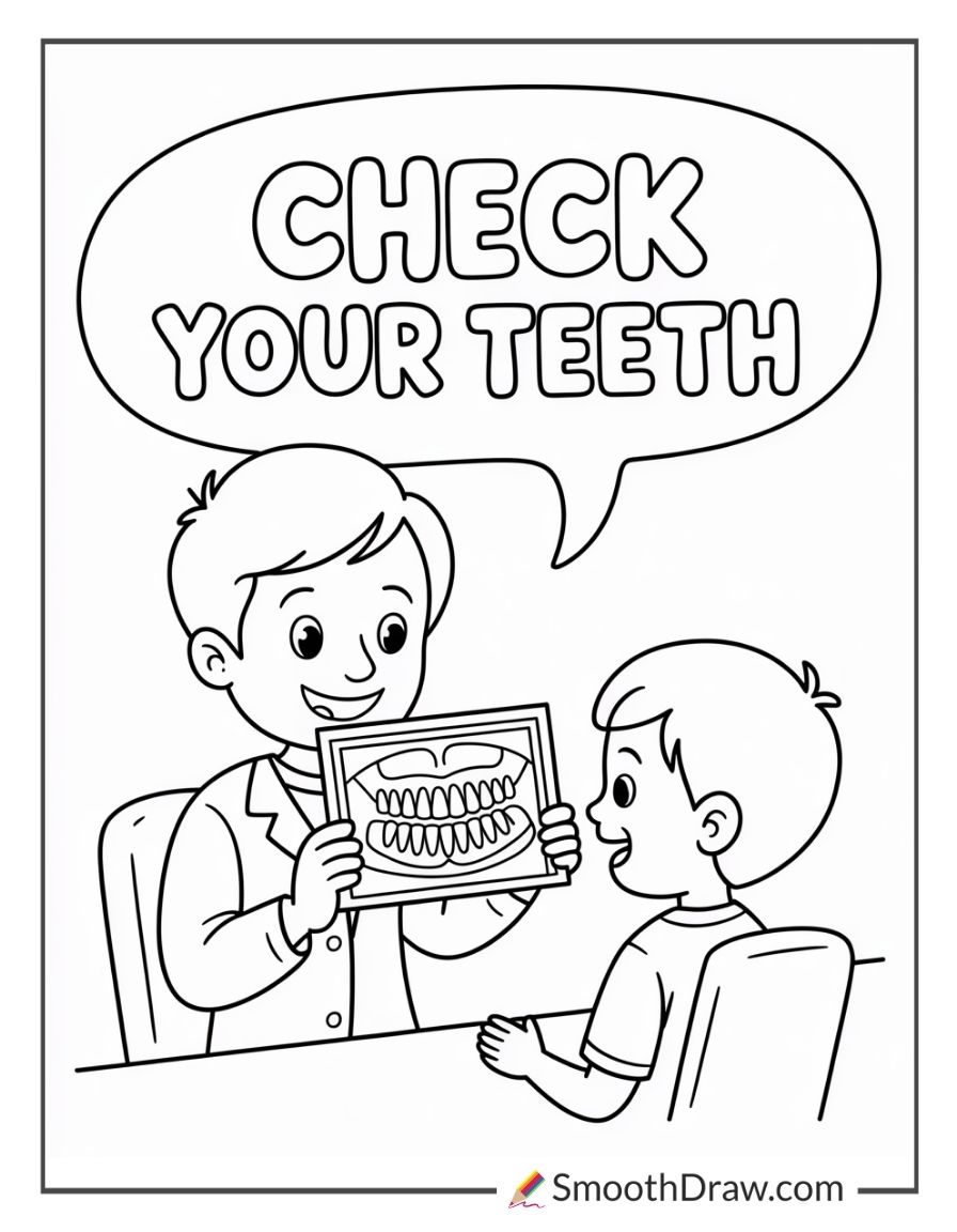 Dentist showing X ray image