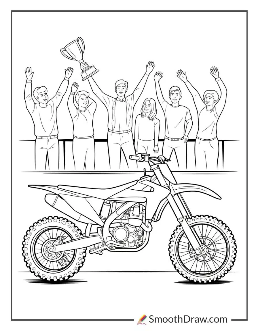 Dirt bike at motocross podium ceremony