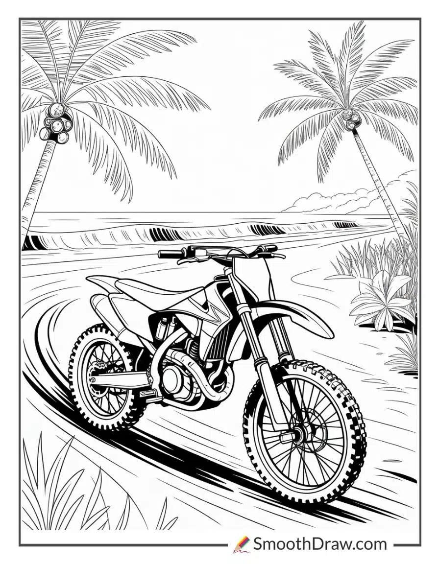 Dirt bike on sandy beach trail