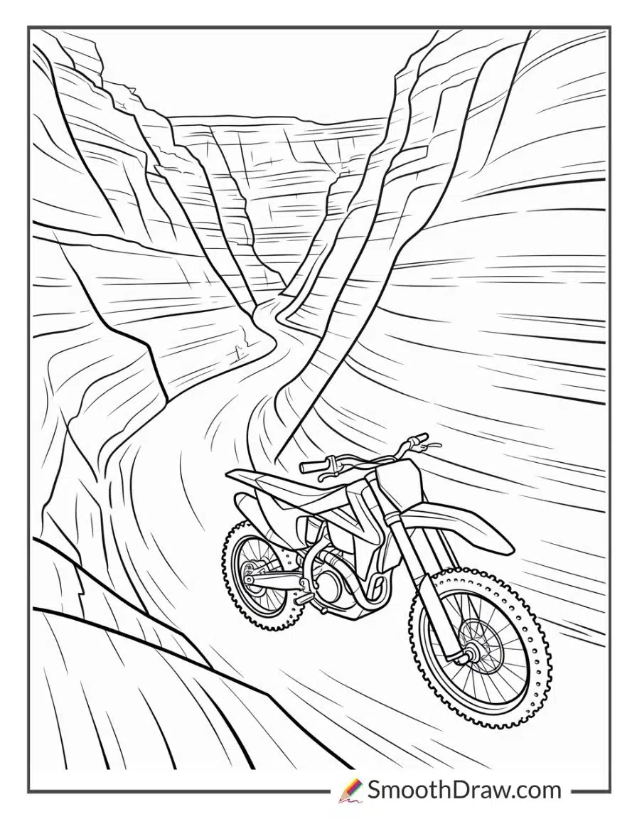 Dirt bike winding through canyon walls