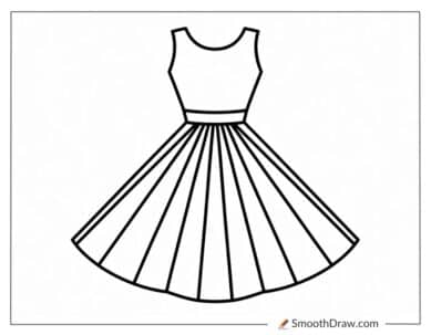 Dress With Rainbow Stripes For Coloring