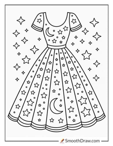 Dress With Star And Moon Pattern