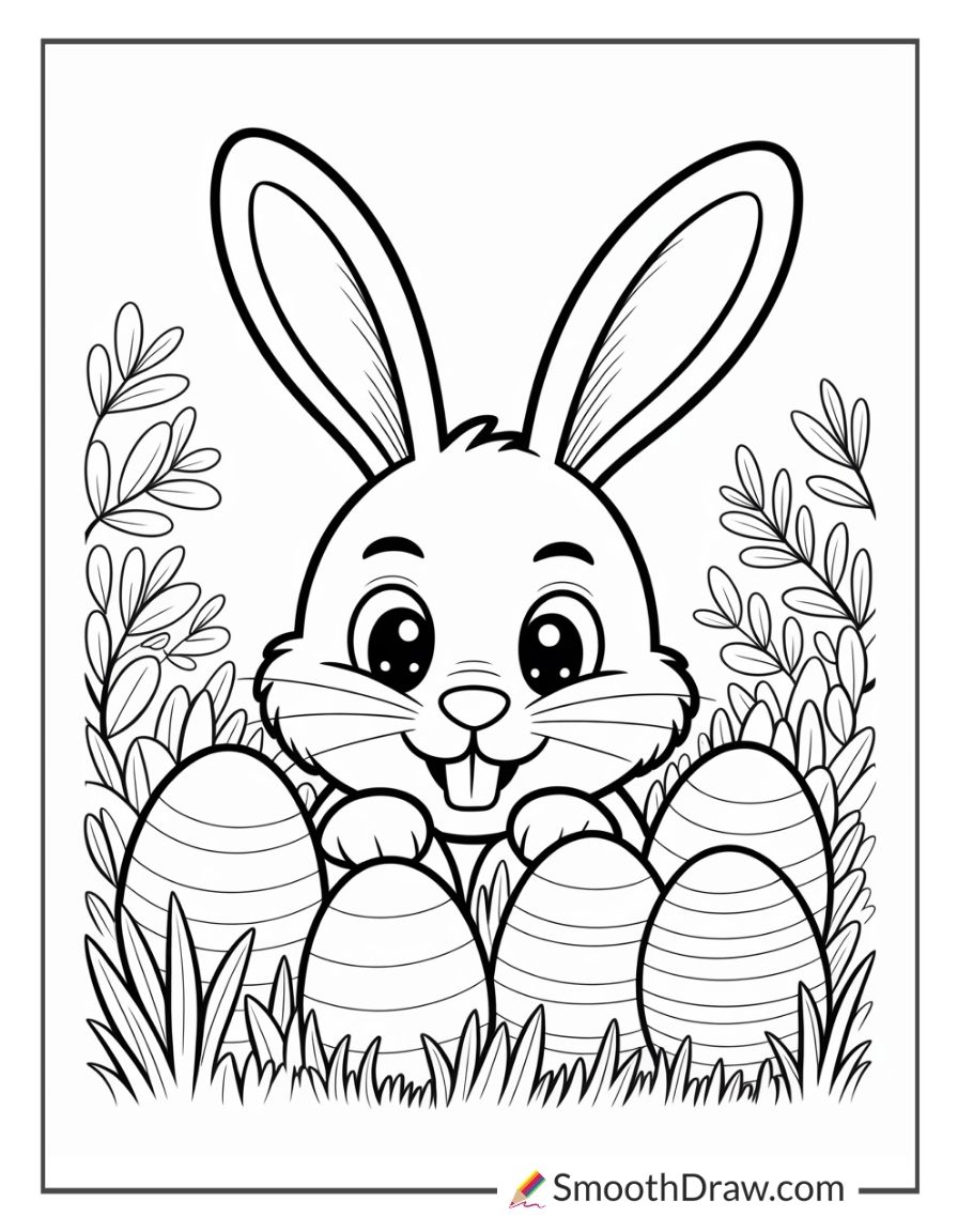 Easter Bunny Hiding Eggs In Bushes