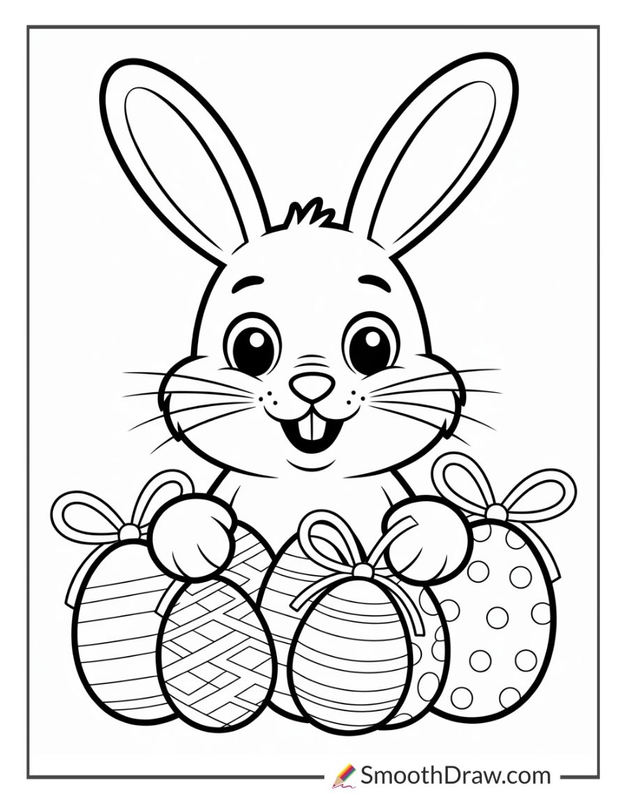 Easter Bunny Holding Chocolate Eggs