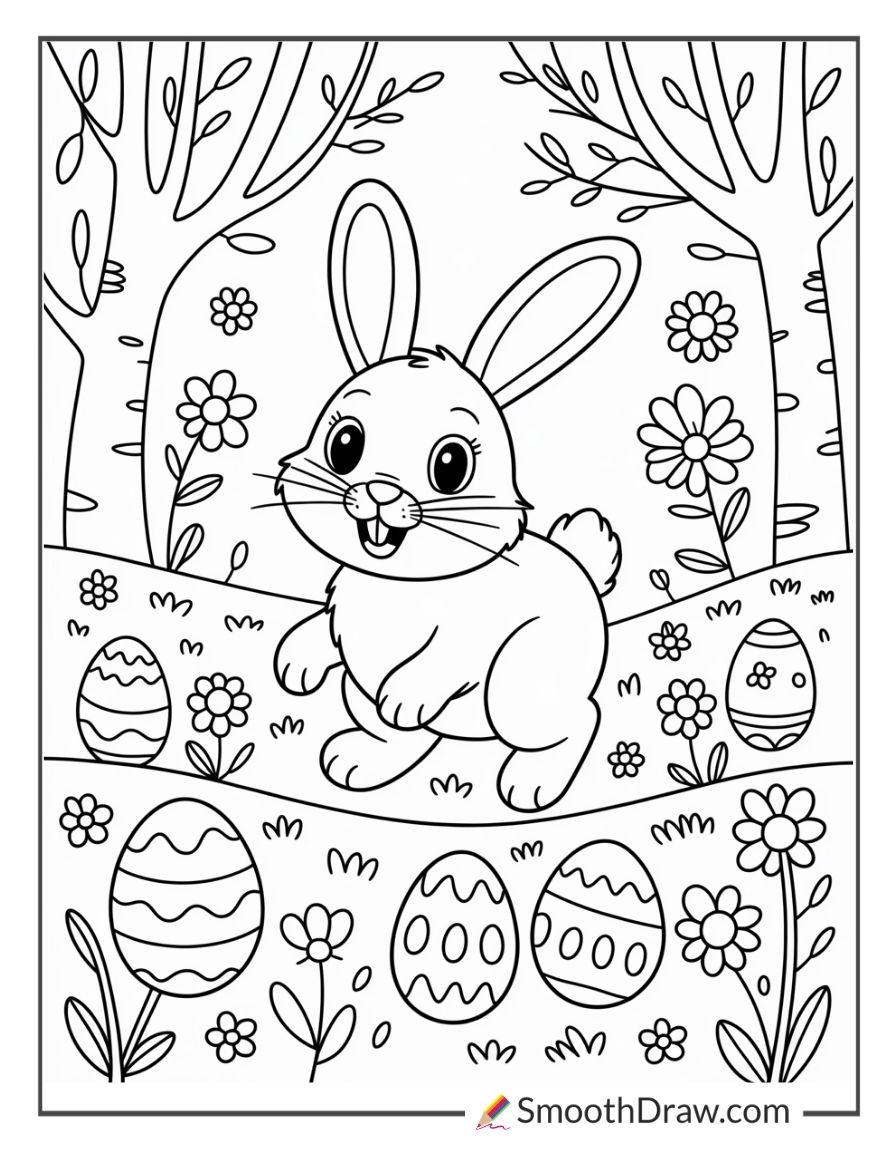 Easter Bunny Hopping Through The Forest