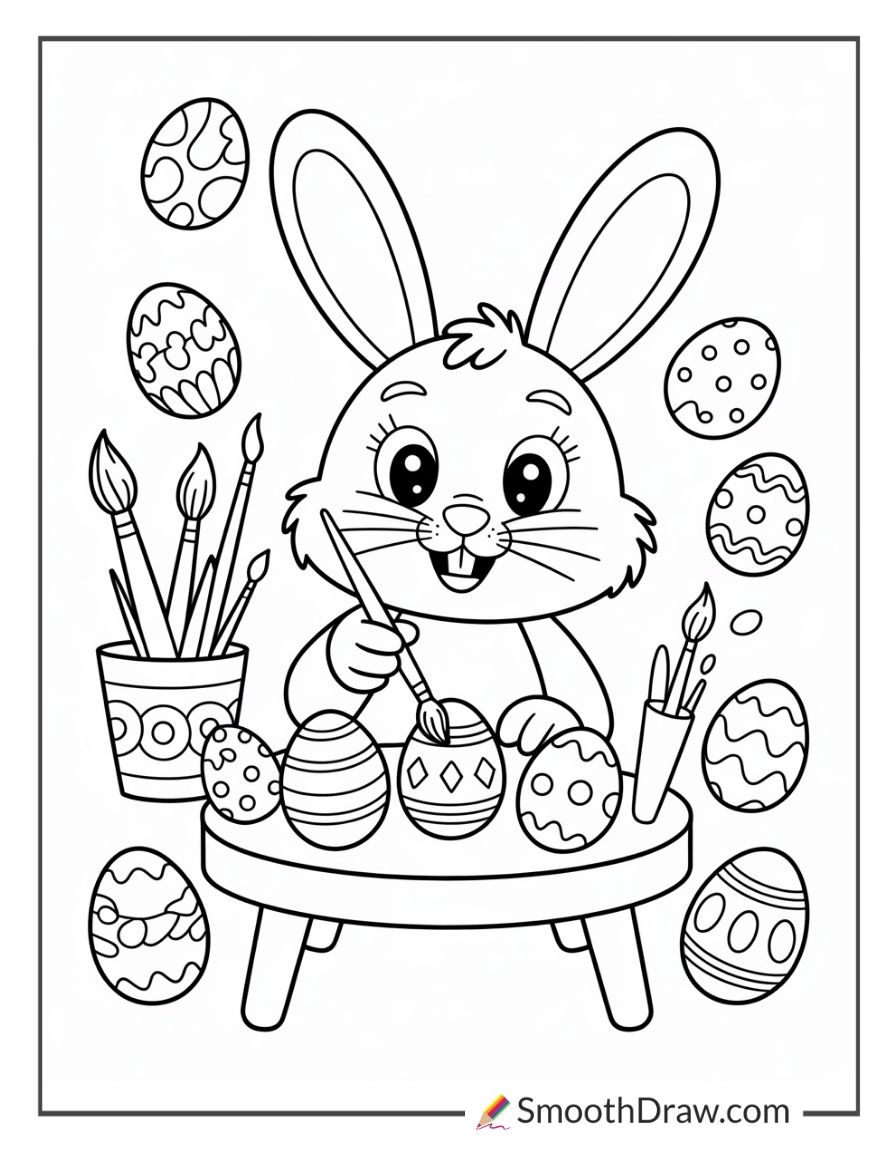 Easter Bunny Painting Eggs 1