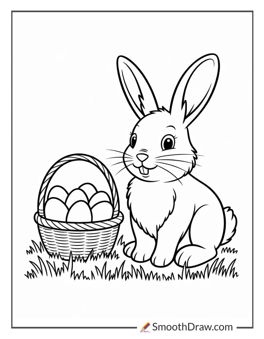 Easter Bunny Sitting On Grass