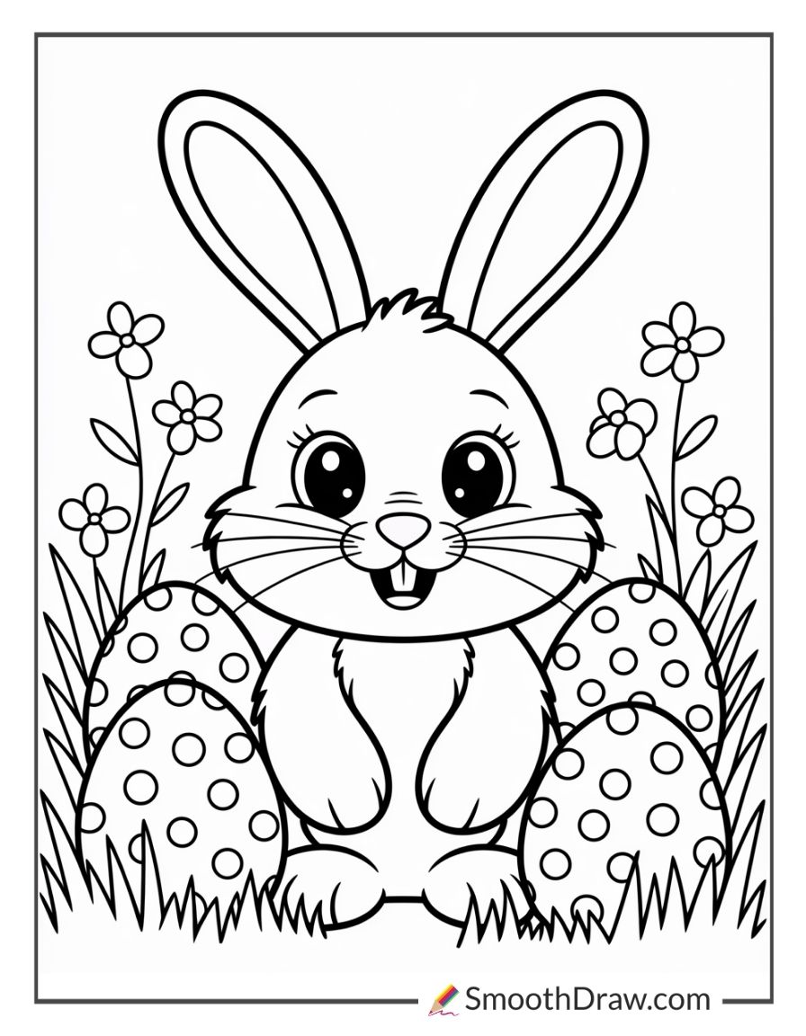 Easter Bunny With Polka Dot Eggs