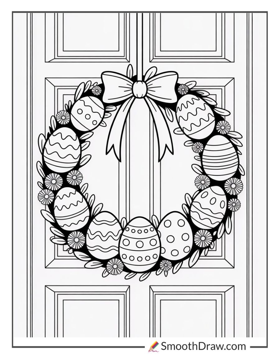 Easter Egg Wreath On The Doorv
