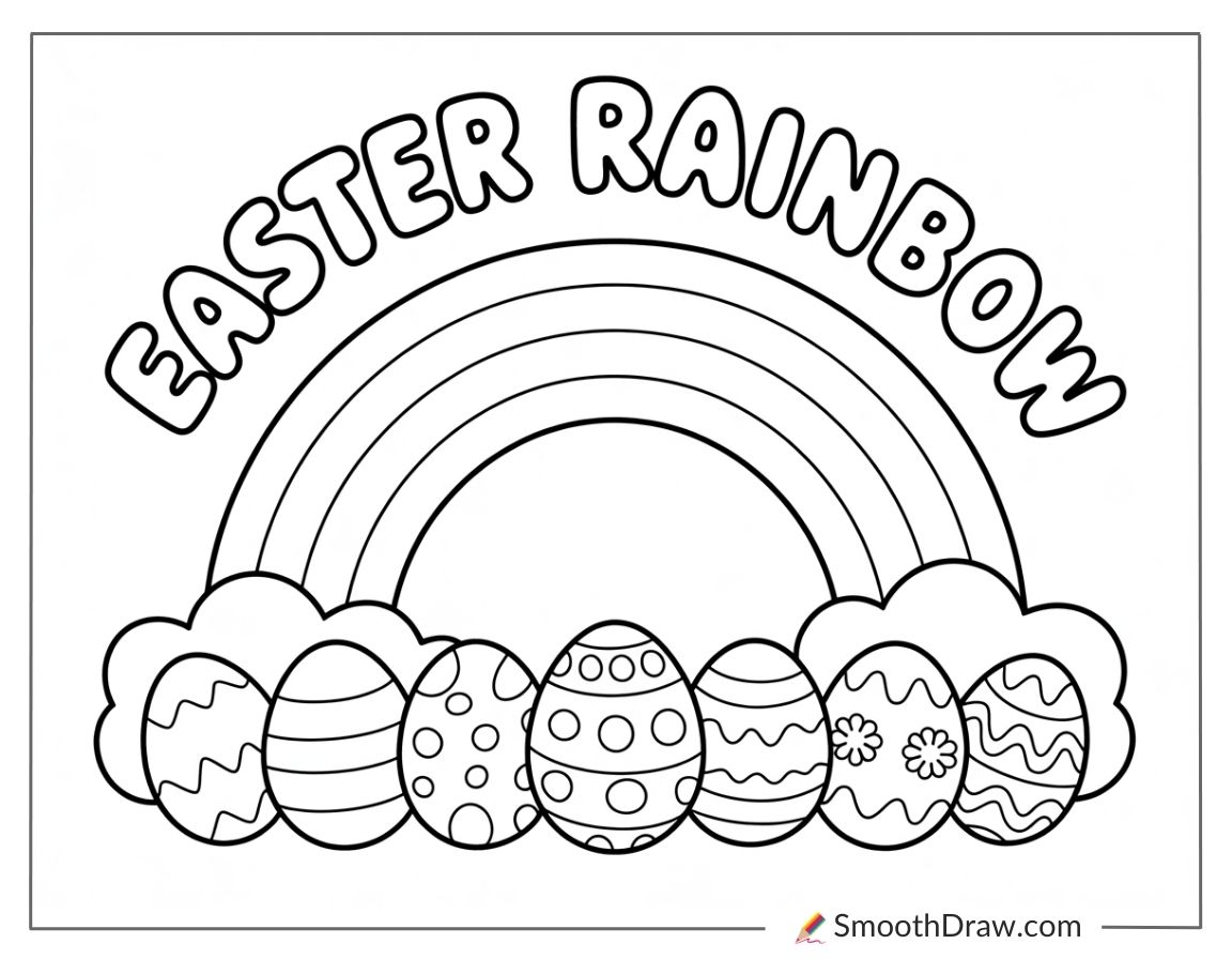 Easter Eggs Arranged In A Rainbow
