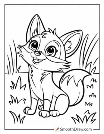 Easy fox coloring page