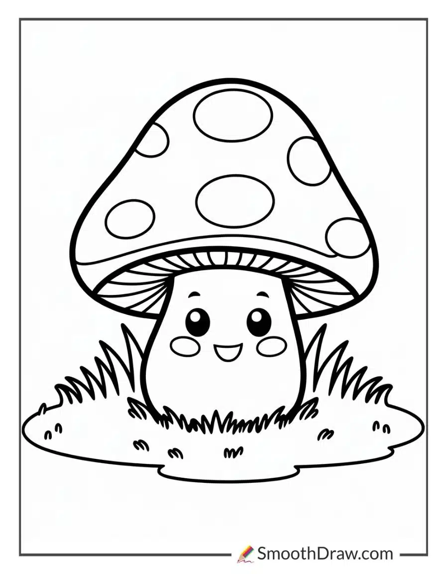Easy mushroom coloring page