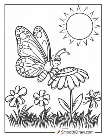 Easy spring coloring page