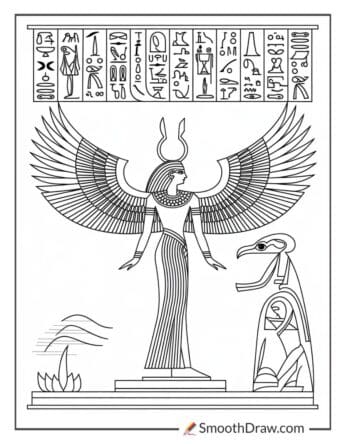 Egyptian Winged Goddess Coloring Page
