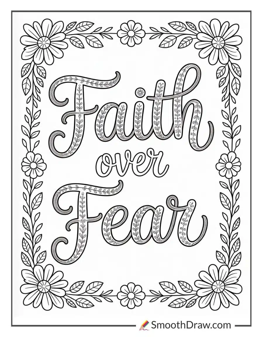 Faith Over Fear Scripture Coloring Page