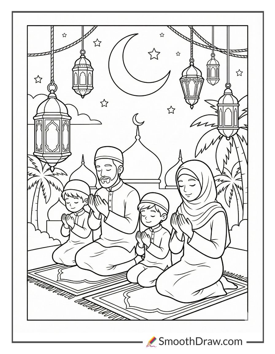 Family Praying Together During Ramadan