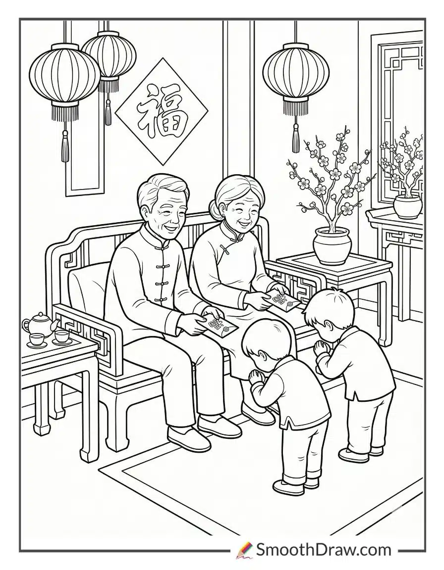 Family Reunion Dinner With Horse Banner