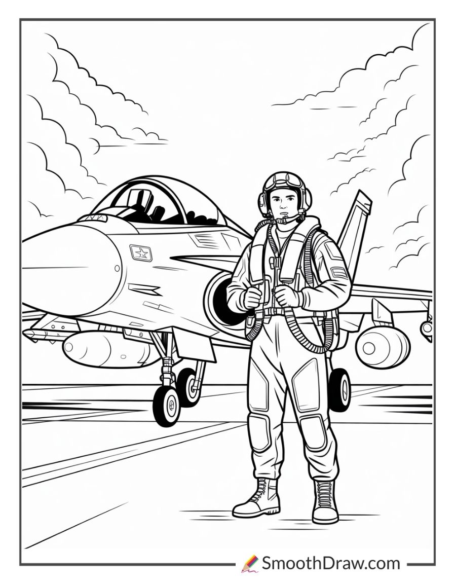Fighter Jet Pilot Ready For Mission