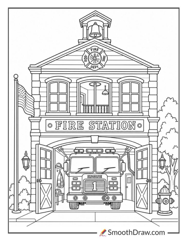 Fire Pic Building Coloring 50 Free Firefighter Coloring Pages
