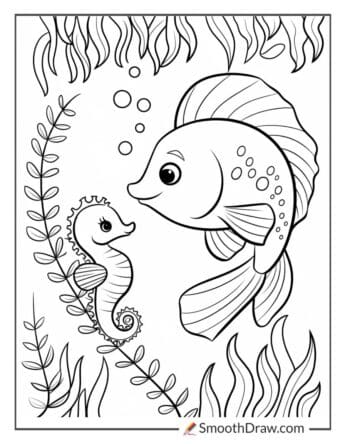 Fish and a baby seahorse