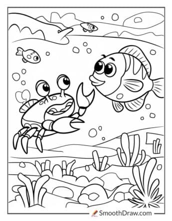 Fish and a curious crab