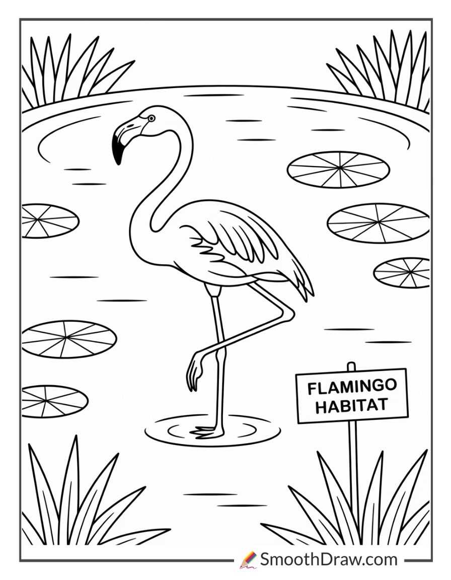 Flamingo Standing On One Leg At Zoo