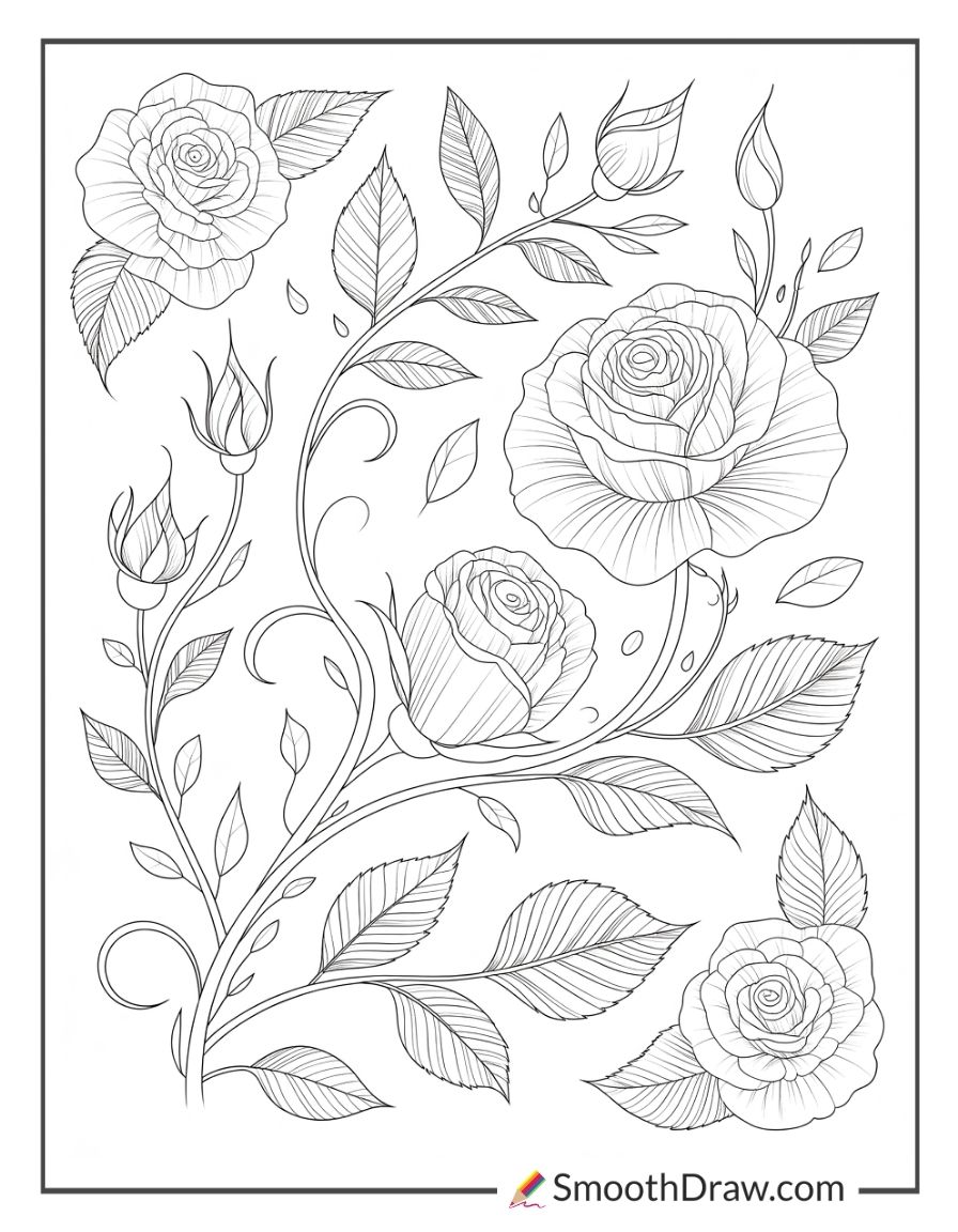 Floral Tattoos And Roses For Coloring