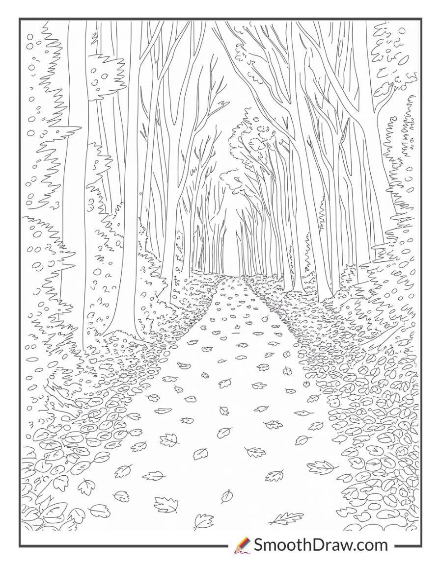 Forest Path With Fallen Leaves