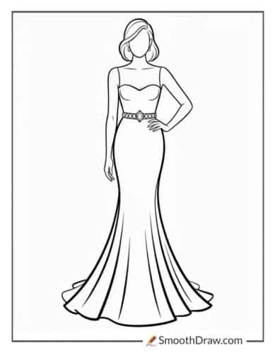 Formal Gown With Gemstone Belt