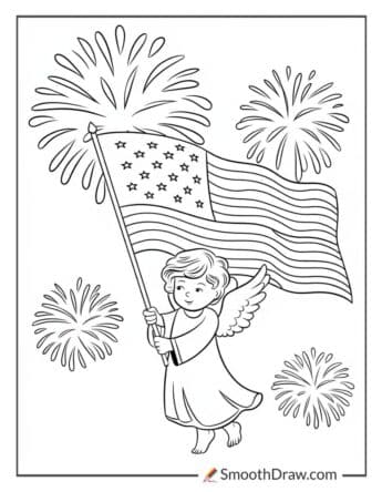 Fourth of July Angel with Fireworks