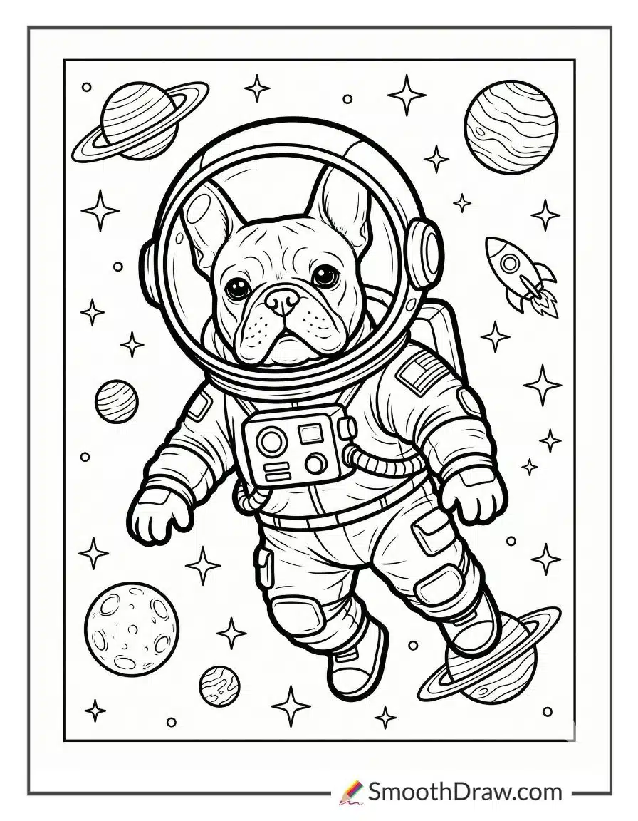 French Bulldog Astronaut In Space