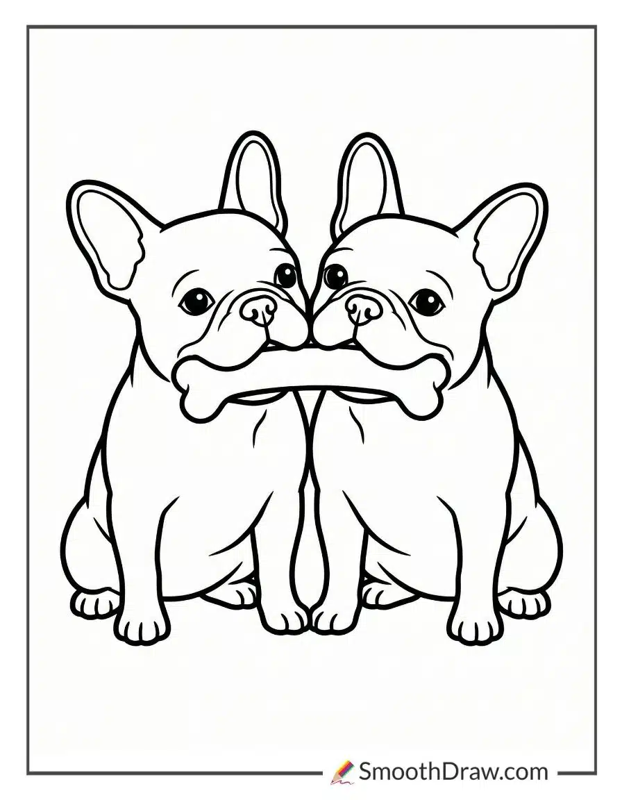 French Bulldog Best Friends Together For Coloring